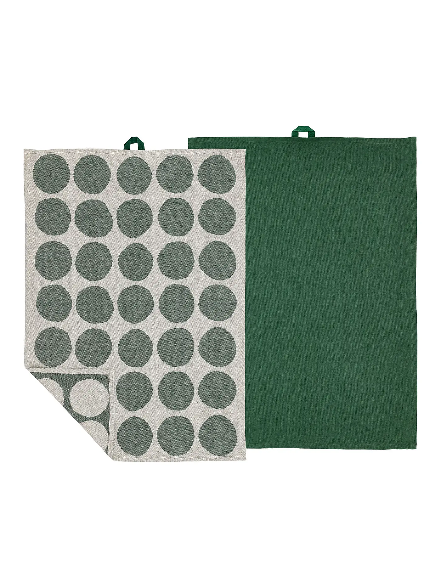SOEDAHL | Geschirrtuch-Set 2tlg BUBBLES Warm Taupe | dunkelgrün